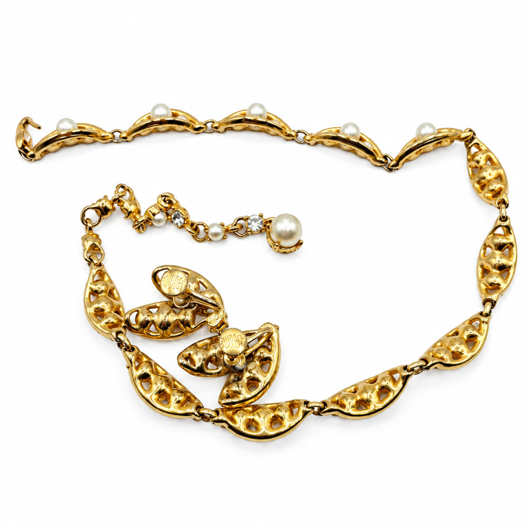 Bogoff Faux Pearls Necklace And Screw Back Earrings Set