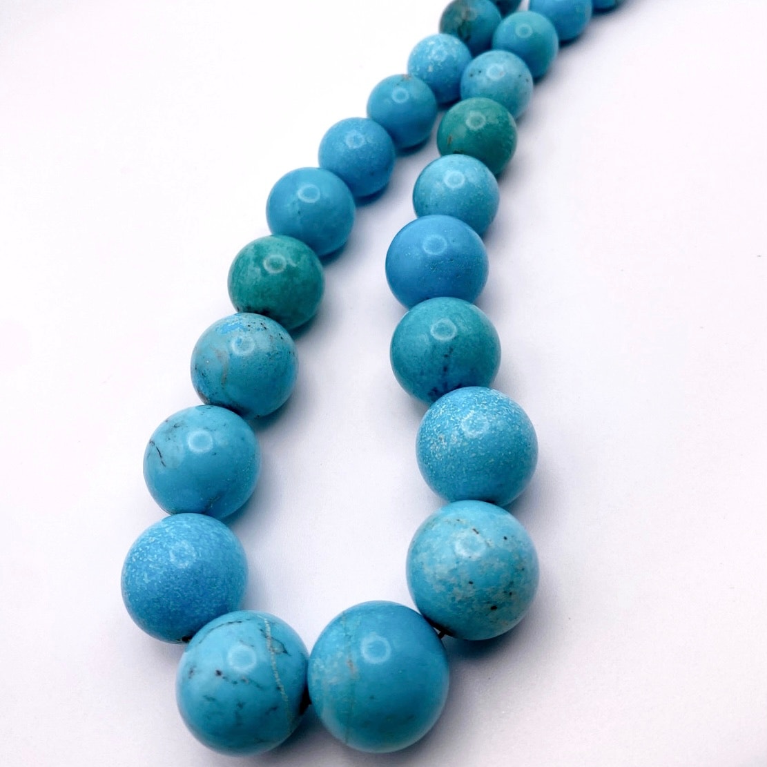 Sleeping Beauty Turquoise Extra Long Necklace 28” With Sterling Silver Closure