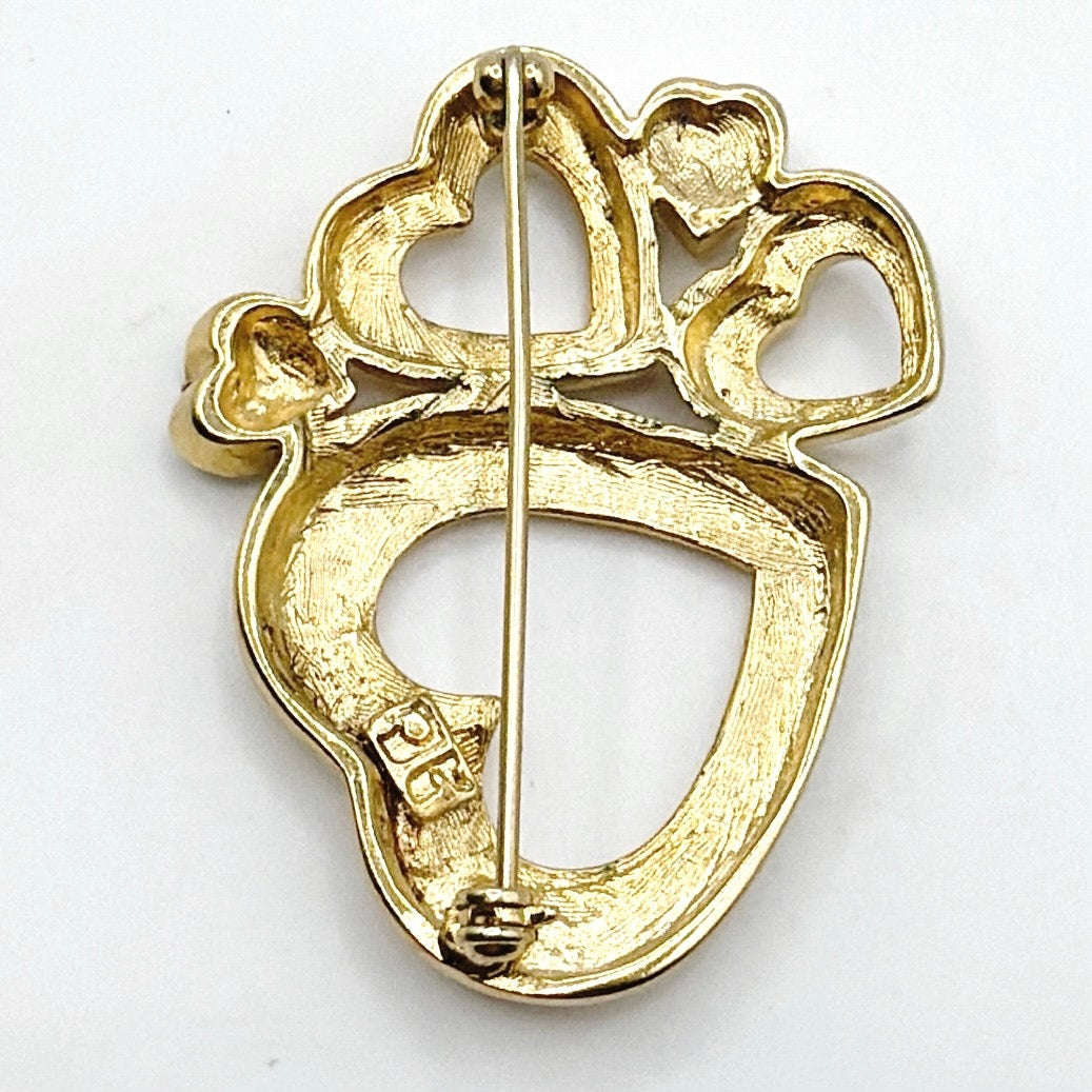 Vintage Heart Shaped Brooch with Rhinestones