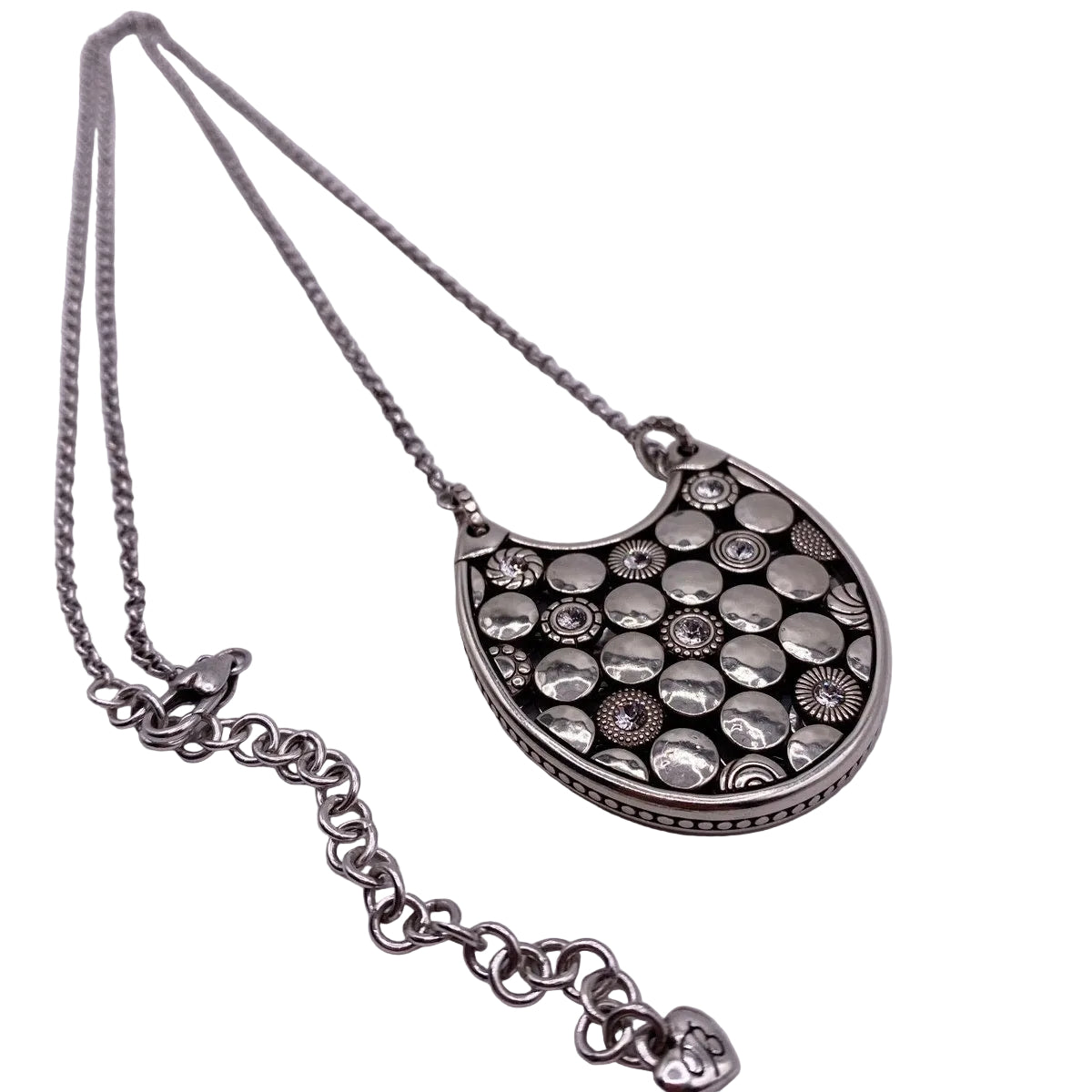 Brighton LUNA Reversible Crystal Long Silver Statement Necklace 28”