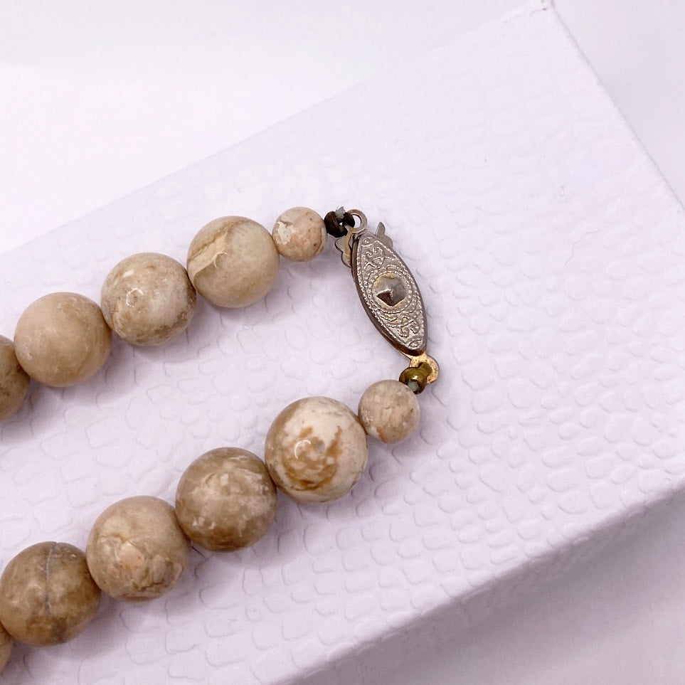 Vintage Gemstones Cream and Pink Jasper 17”