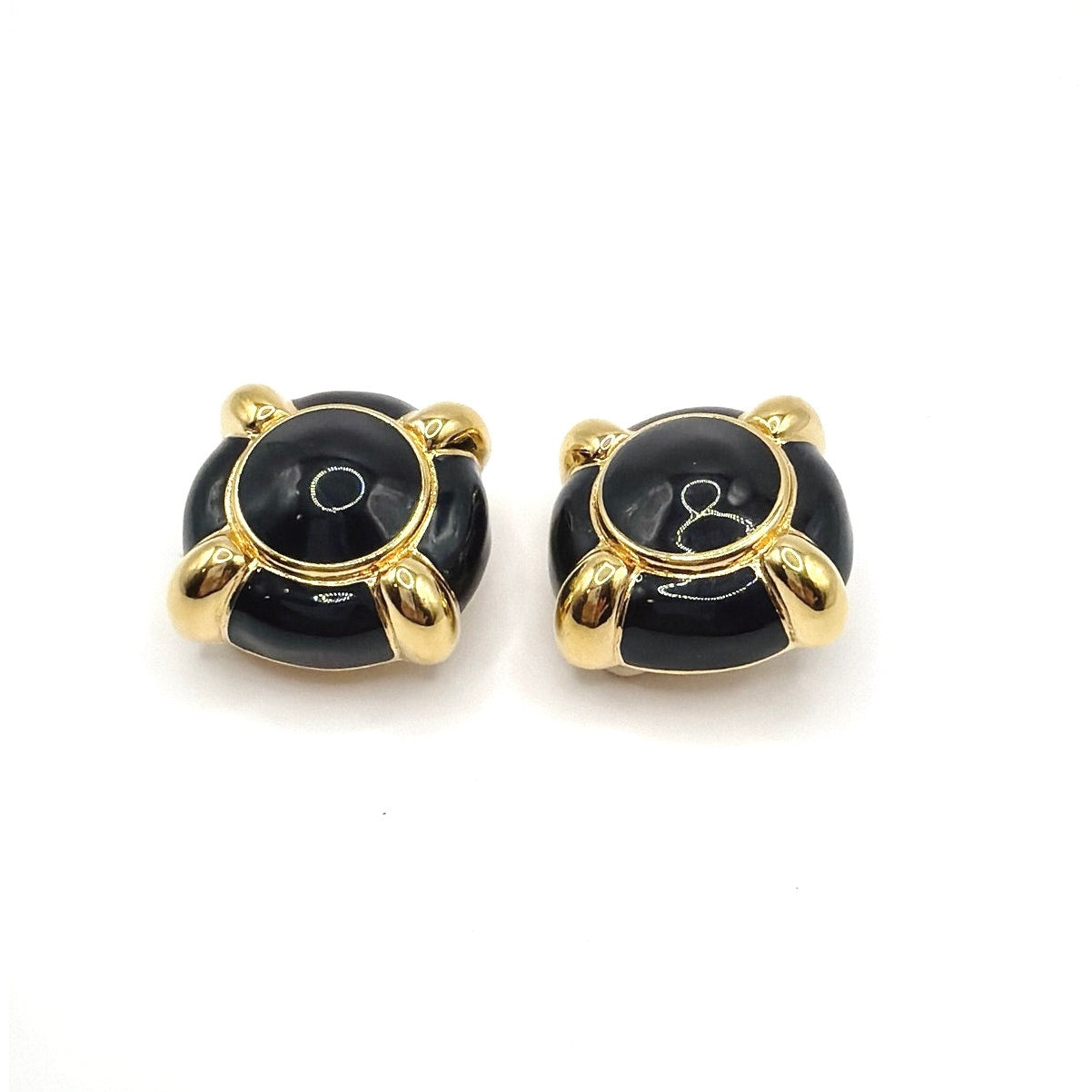 St John’s Vintage Black Enamel Clip On Earrings