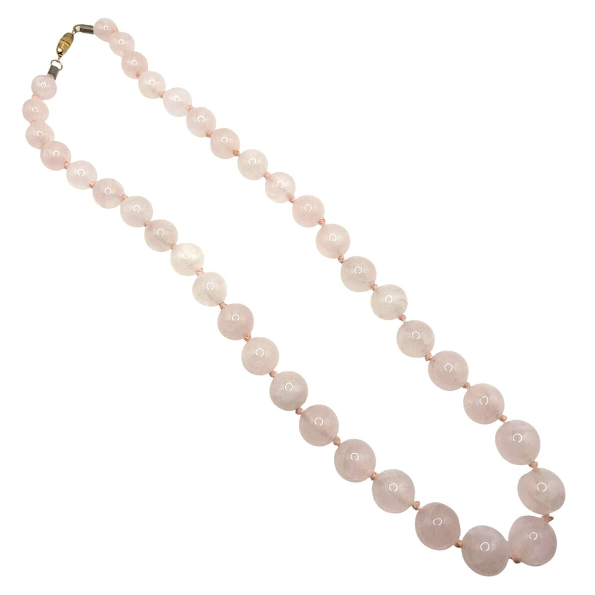 Rose Quartz 12mm Beads Large Necklace 24” Long
