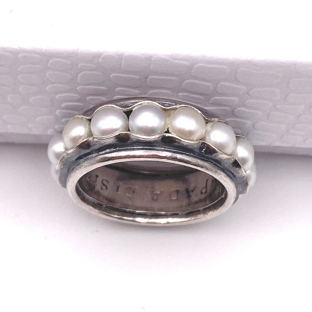 Silpada Sterling Silver Ring Fresh Water Pearl Band 7”