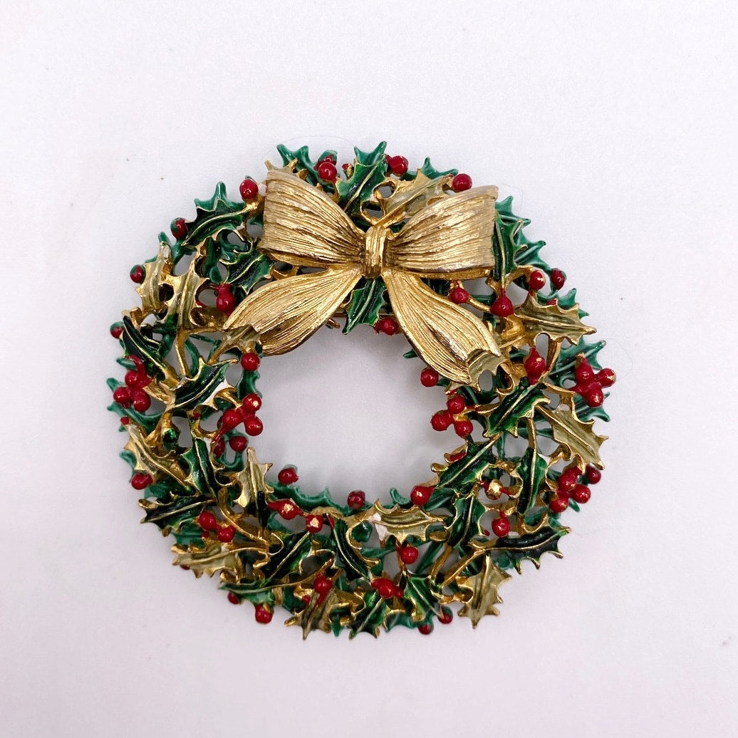 Weiss Vintage Christmas Crown Brooch 2.5' Long
