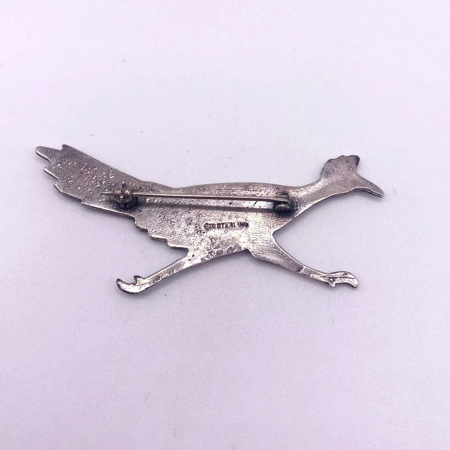 Vintage Sterling Silver Road Runner Brooch