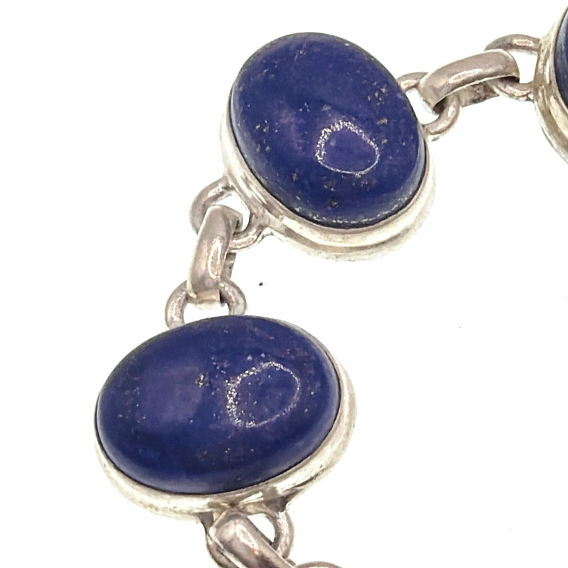 Sterling Silver and Lapis Lazuli Cabochons Bracelet Adjustable 7.5