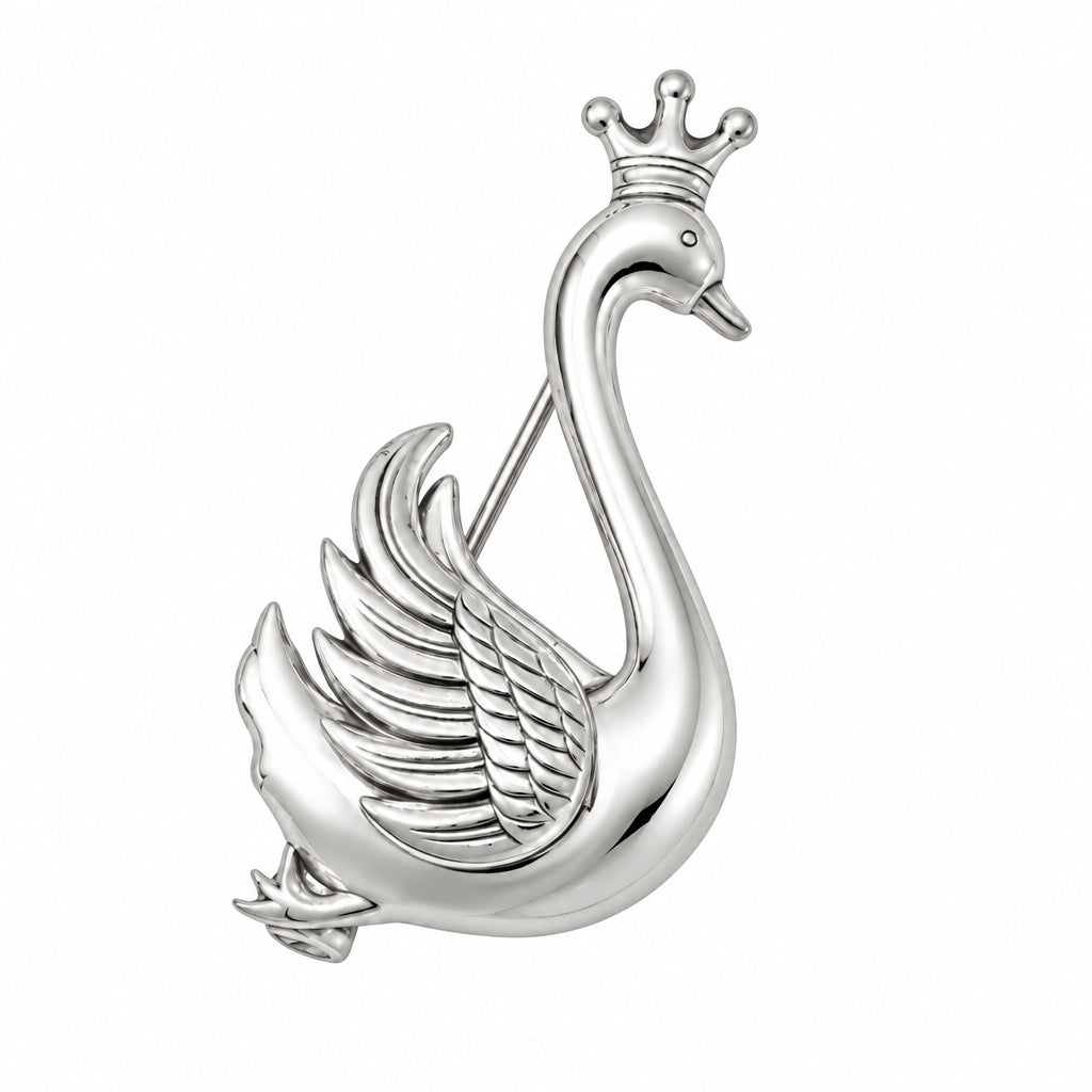 Sterling Silver Lang Signed Swan Brooch 1.5”