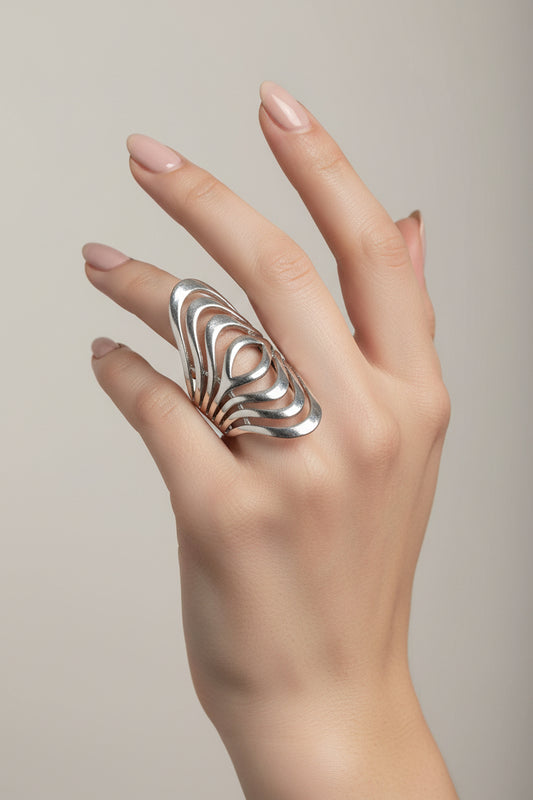 Sterling Silver Statement Modernist Ring Size 7