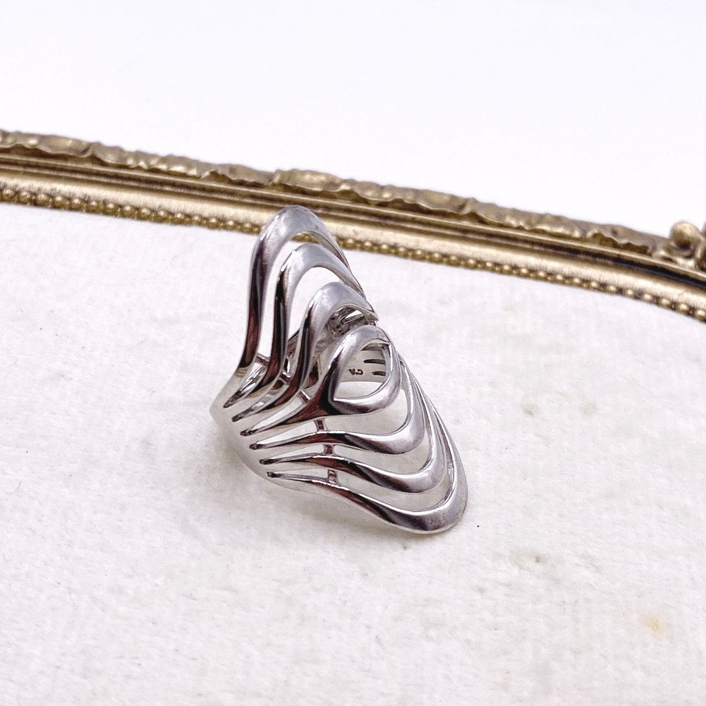 Sterling Silver Statement Modernist Ring Size 7