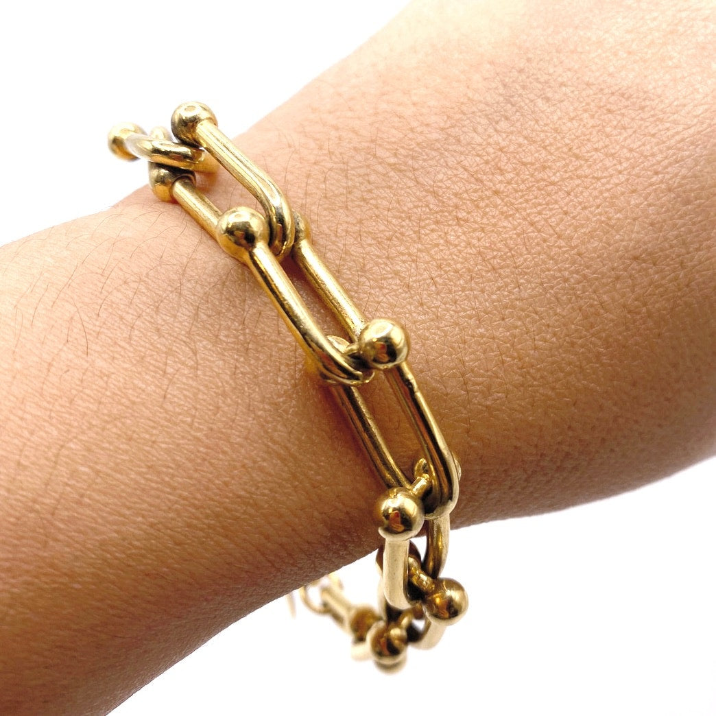 Bronze Italy Dyadema Gold Tone Chunky Bracelet 8”