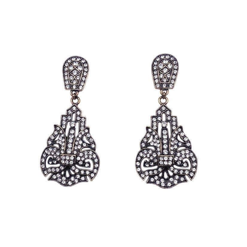 Heidi Daus Crystals Drop Clip On Earrings