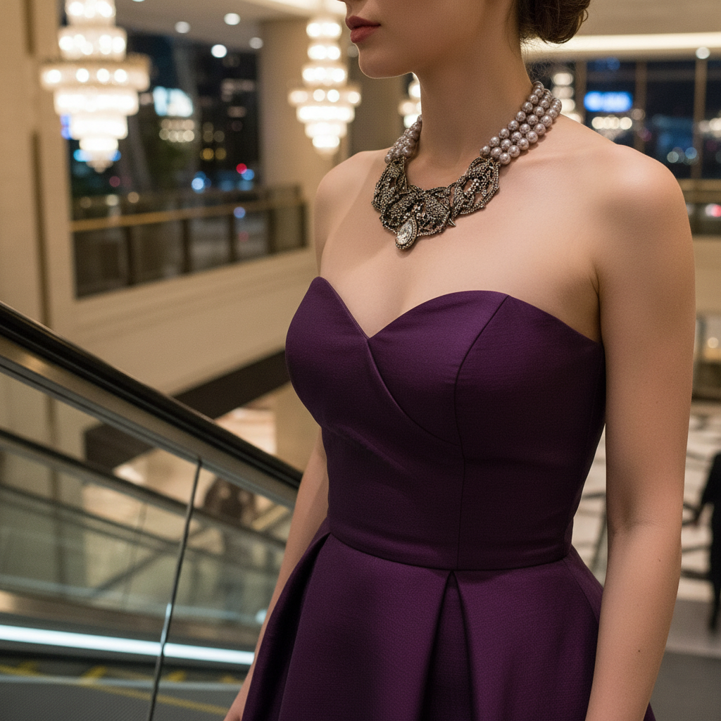 Hedi Daus Vintage Statement Necklace with Faux Pearls and AB Rhinestones Birds Motifs