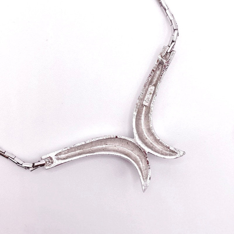 Trifari Necklace Bird Silhouette Silver Tone Necklace 16”