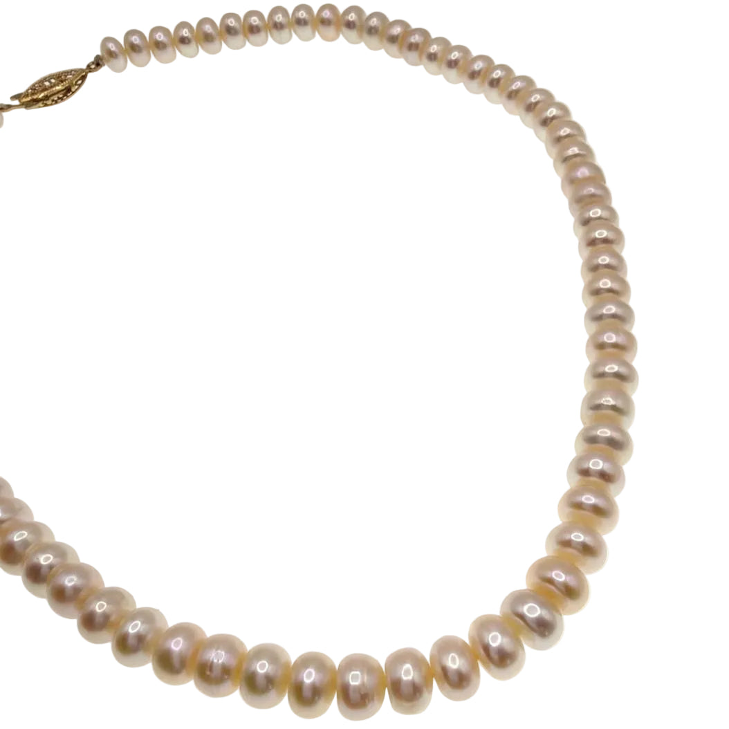 Freshwater Pearls and Gold Filled Clasp Short Necklace 15”