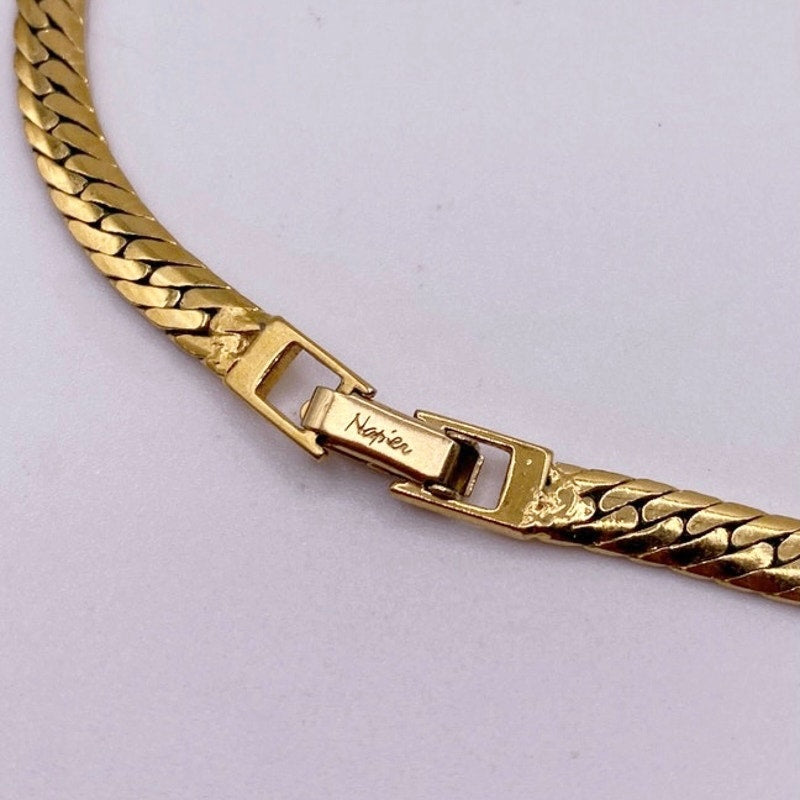 Vintage Napier Gold Tone Chain Collar Necklace 14”