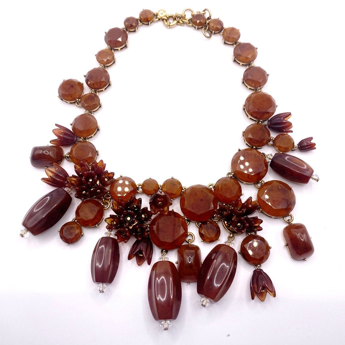 J Crew Vintage Amber Tone Lucite Statement Necklace