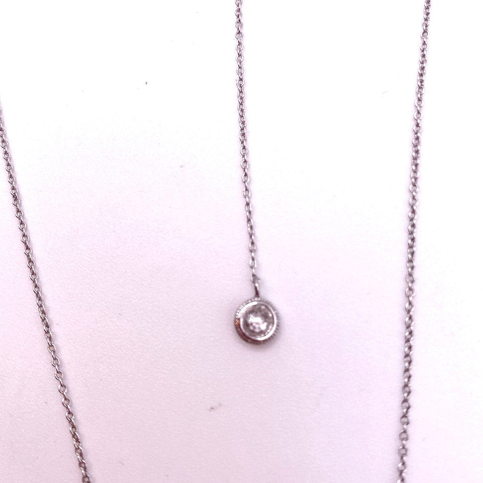 Lafonn Signed Slicing Adjustable Necklace/Choker Sterling Silver and Lab Sapphire