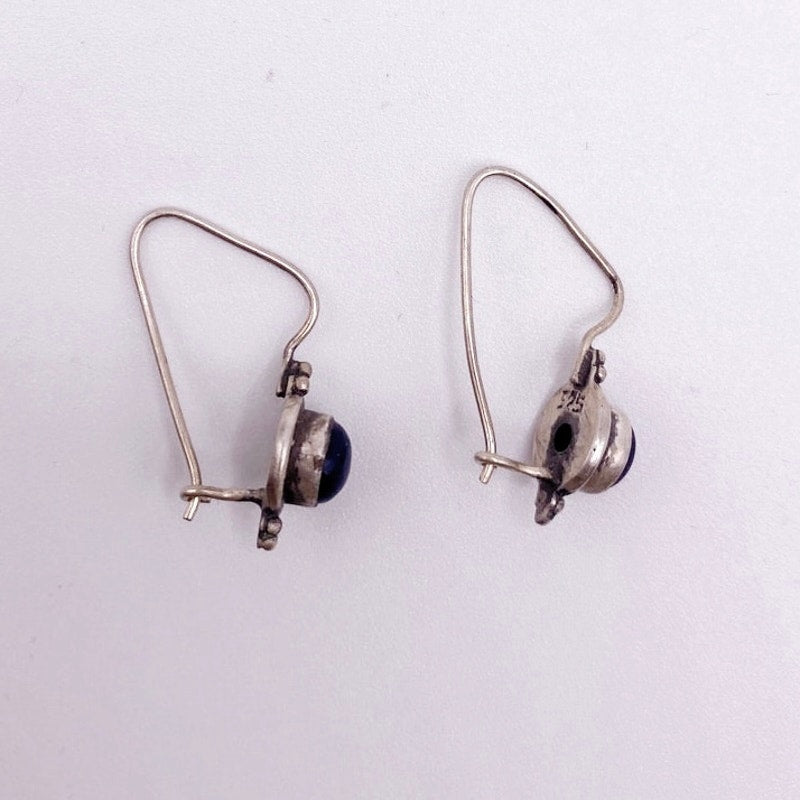 Vintage Sterling Silver and Lapis Lazuli Dainty Earrings