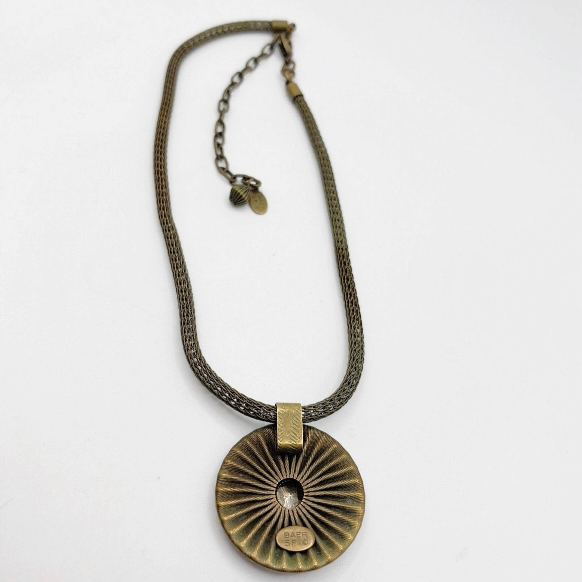 Vintage Marjorie Baer Signed Brass Art Necklace 18"