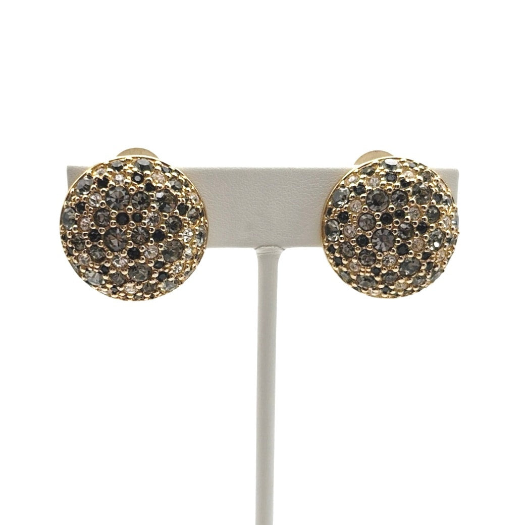 Swarovski Signed Vintage Clip On Earrings Pave Crystals