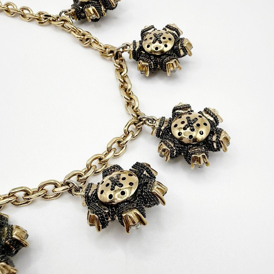 Ann Taylor Vintage Flower Crystal Charm Necklace 18”