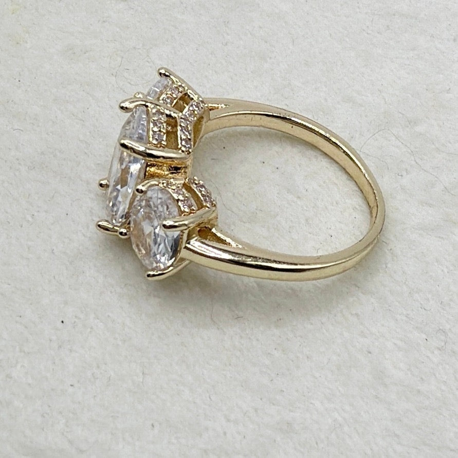 Gold Plated Eternity Ring with Three CZ Stones Size 6.5