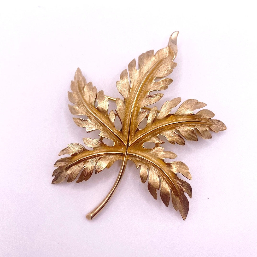 Crown Trifari Leaf Brooch