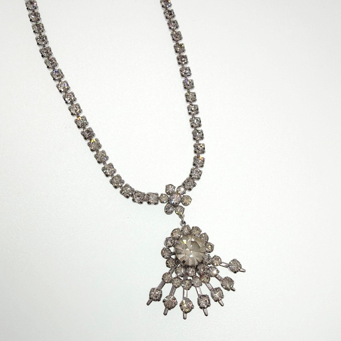 Art Deco Style Necklace 14” Vintage Rhinestones