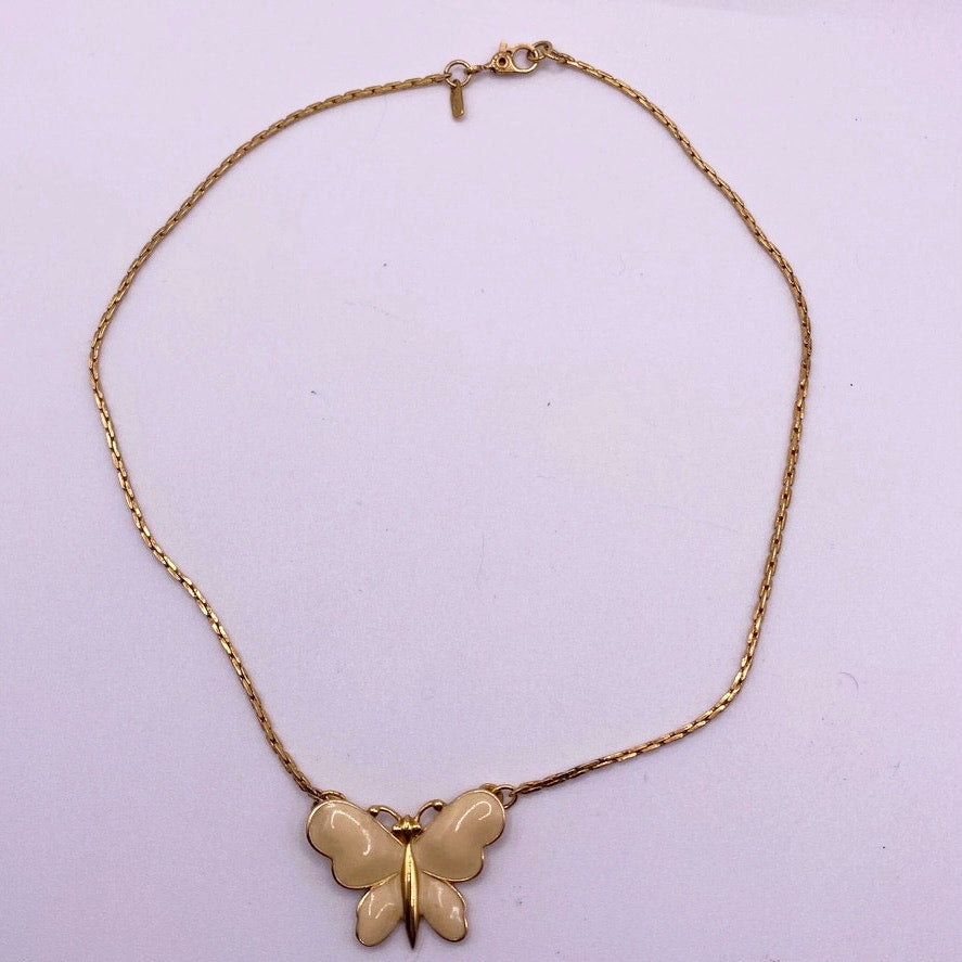 Monet Necklace 14" with Enamel Butterfly