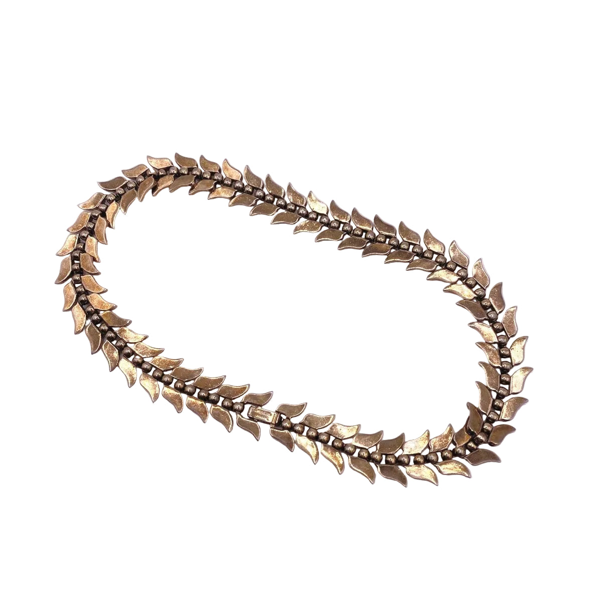 Trifari Vintage Leaves Design Gold Tone Collar Necklace 14”