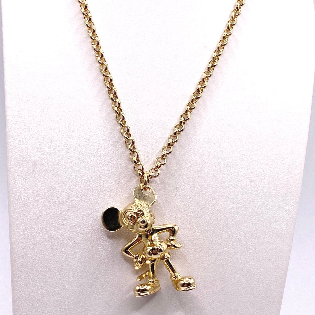 Vntg Mickey Sterling Silver Gold Plated Necklace 17” With Extension 4” Signed