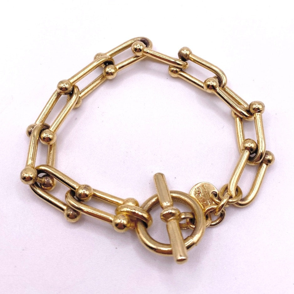 Bronze Italy Dyadema Gold Tone Chunky Bracelet 8”
