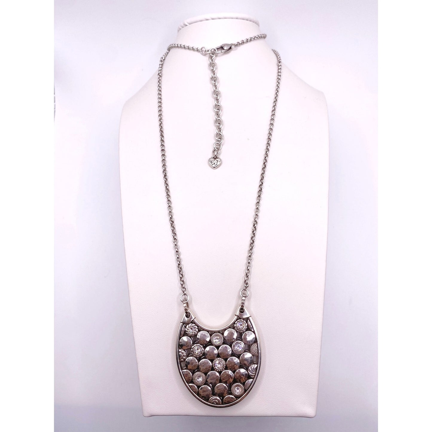 Brighton LUNA Reversible Crystal Long Silver Statement Necklace 28”