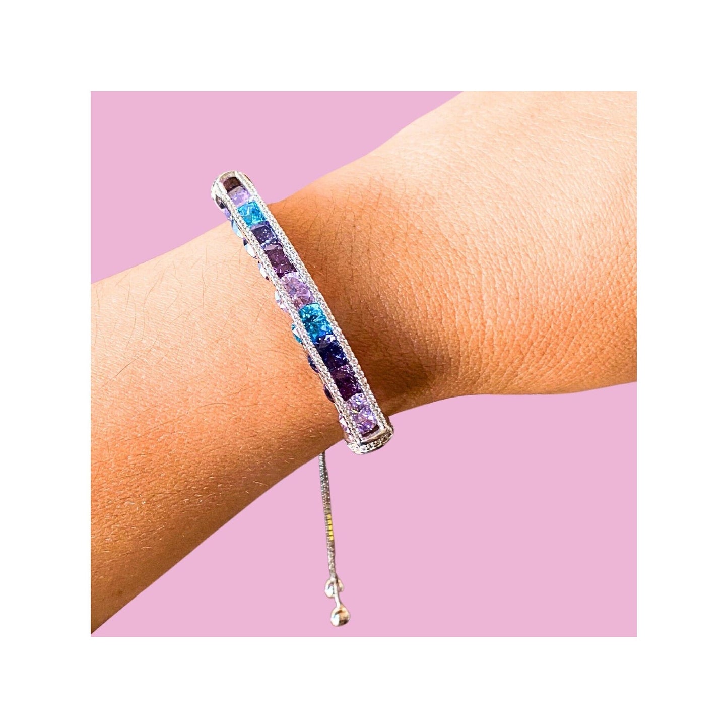CZ And Sterling Silver Adjustable Bracelet