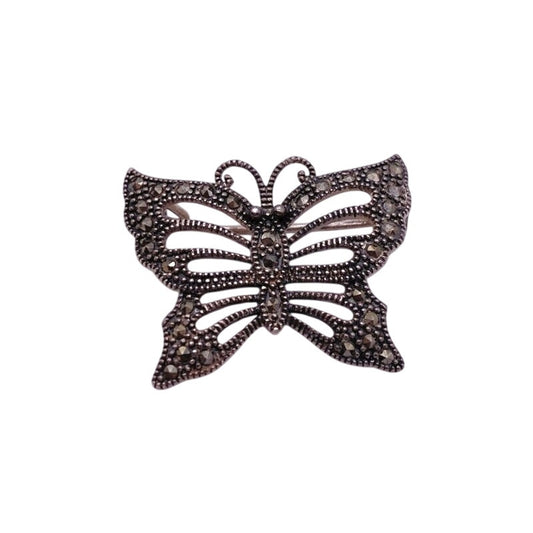 Vintage Sterling Silver and Marcasite Dainty Butterfly Brooch