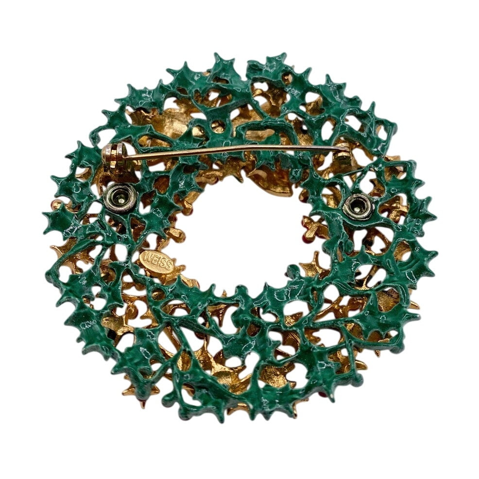 Weiss Vintage Christmas Crown Brooch 2.5' Long