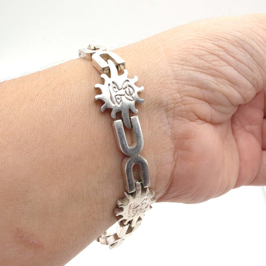 Sterling Silver Smiling Suns Links Bracelets 7.5