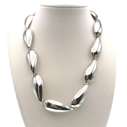 Vintage Trifari Signed Necklace 16” Silver Plated