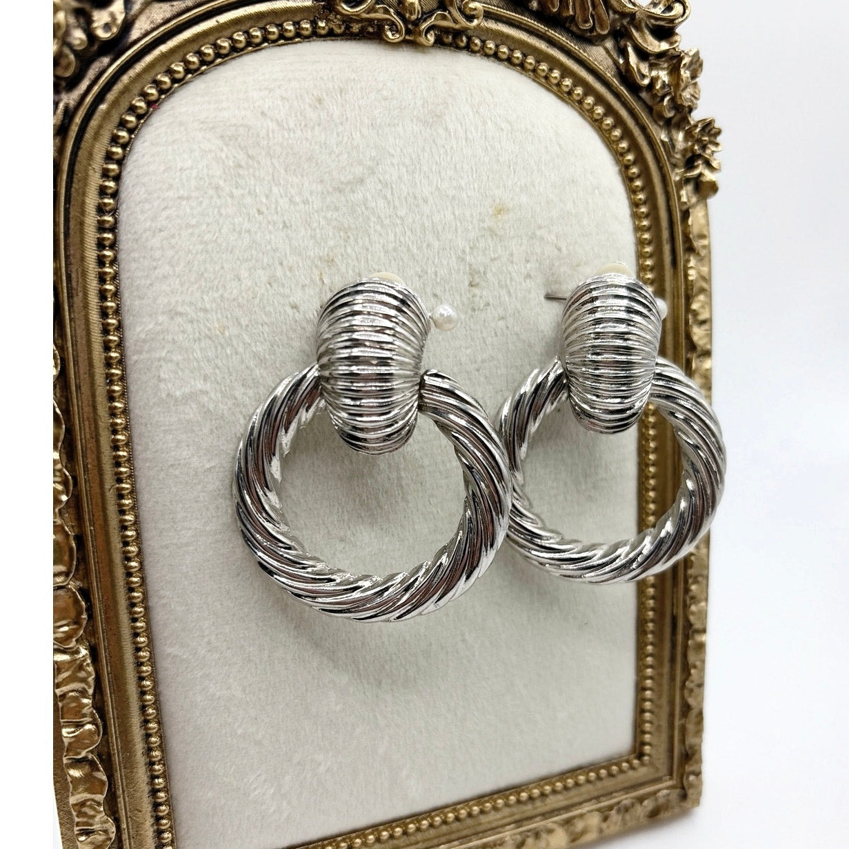 Statement Clip on Vintage Earrings Door Knocker Style 2”