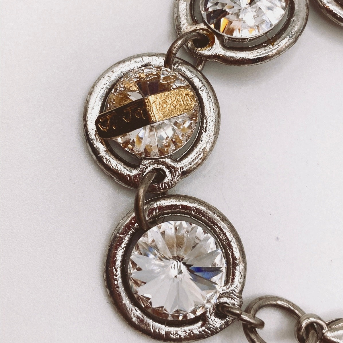 Vintage Artist Signed J Jansen Modernist Bracelet With Swarovski Crystals
