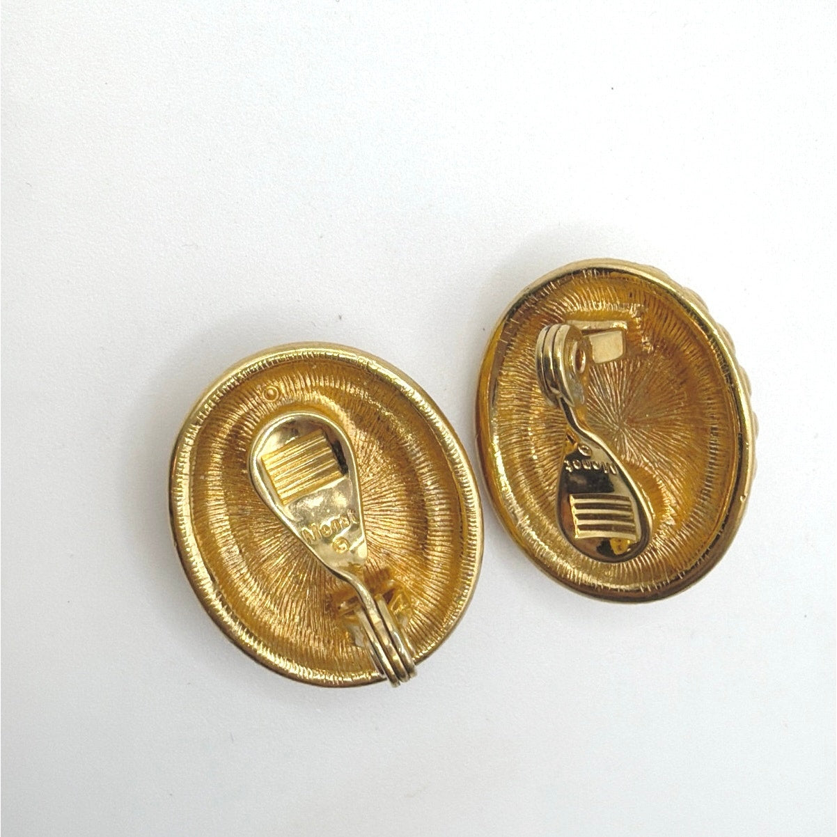 Monet Vintage Clip On Earrings Red Lucite and Gold Tone