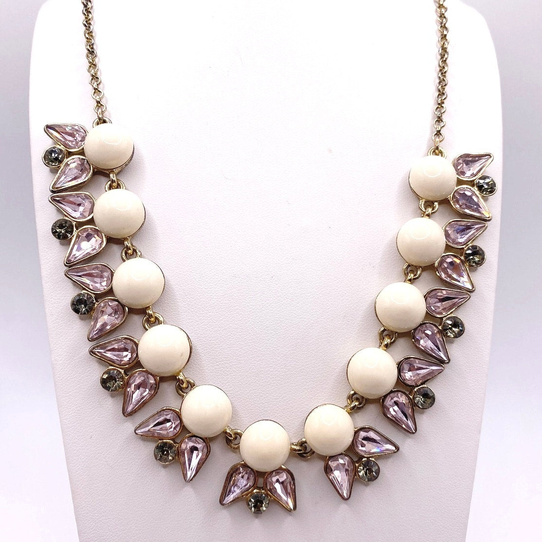 Vintage J Crew Cream Lucite Stones Necklace