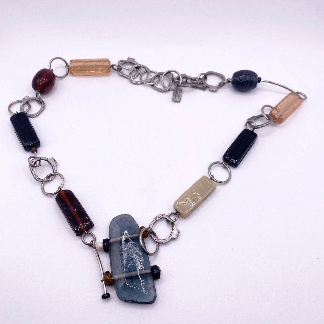 Anne Marie Chagnon Signed Necklace With Blown Glass Beads