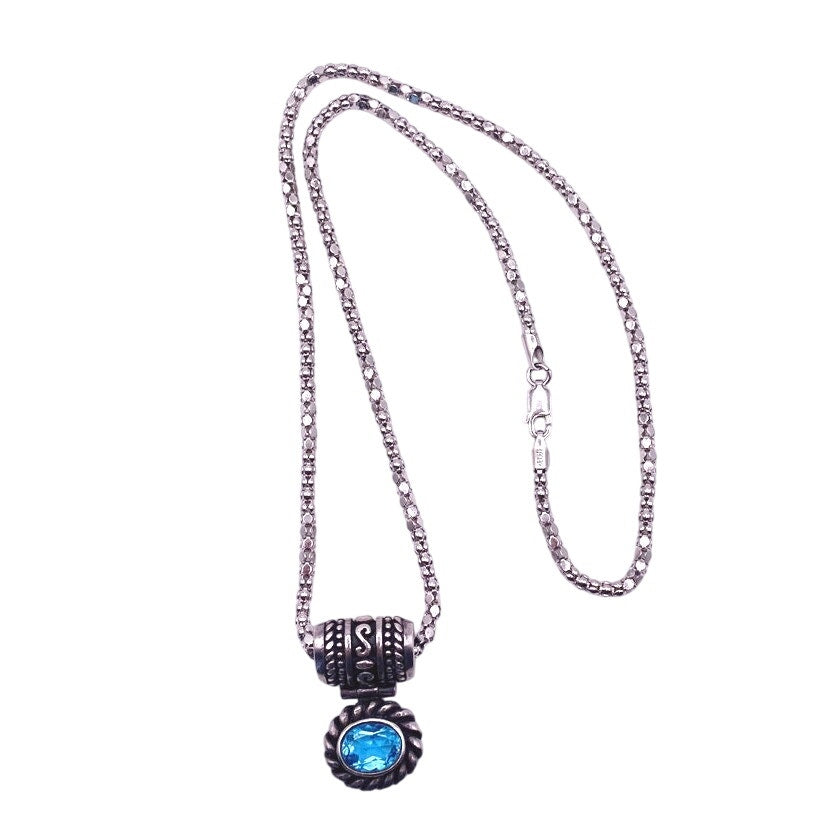 Aqua Marine And Sterling Silver Necklace