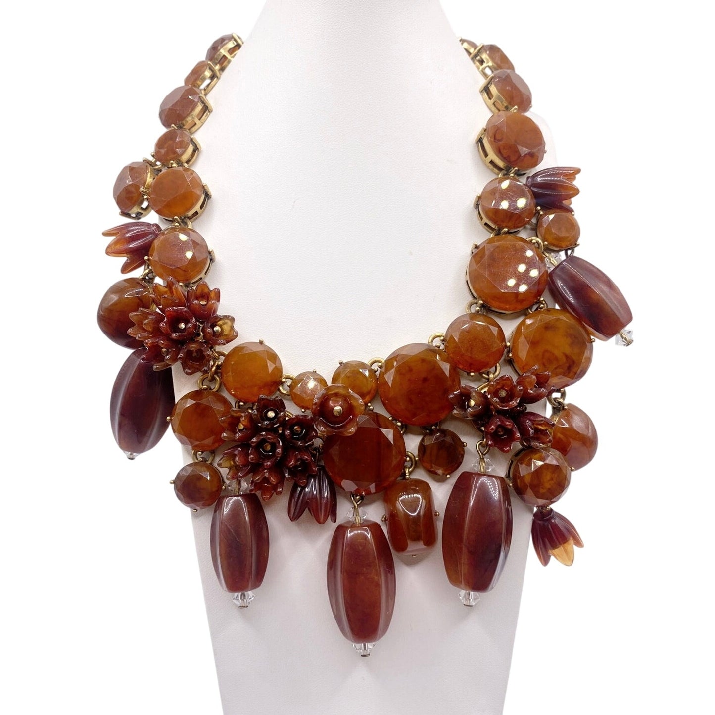 J Crew Vintage Amber Tone Lucite Statement Necklace