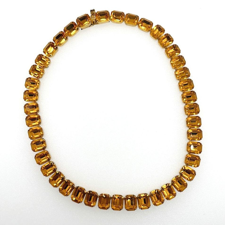 Kramer Of New York Citrine Rhinestones Riverie Collar Necklace 16”