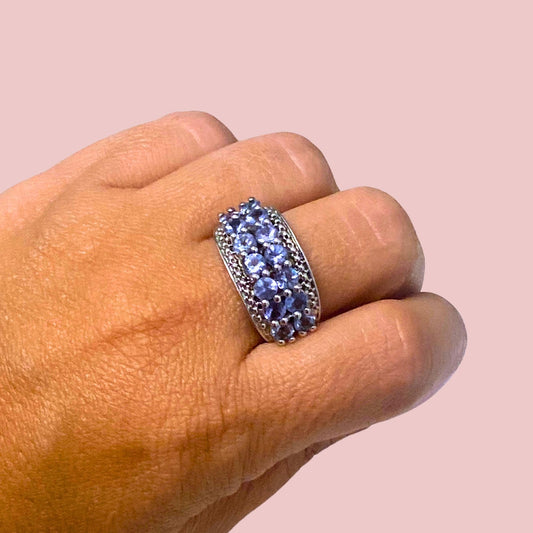 Sterling Silver and Tanzanite Band Ring