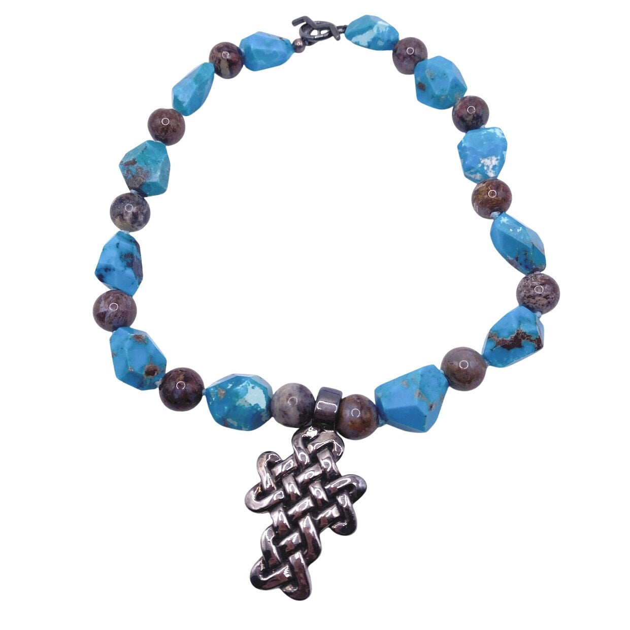 Simon Sebbag Designs Signed 925 Silver Celtic Cross With Turquoise and Agate