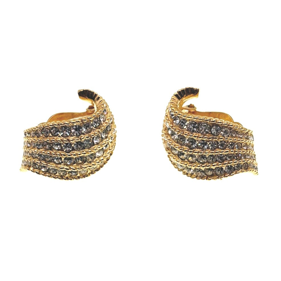 Vintage Signed Jarin Clip On Earrings Swarovski Crystals